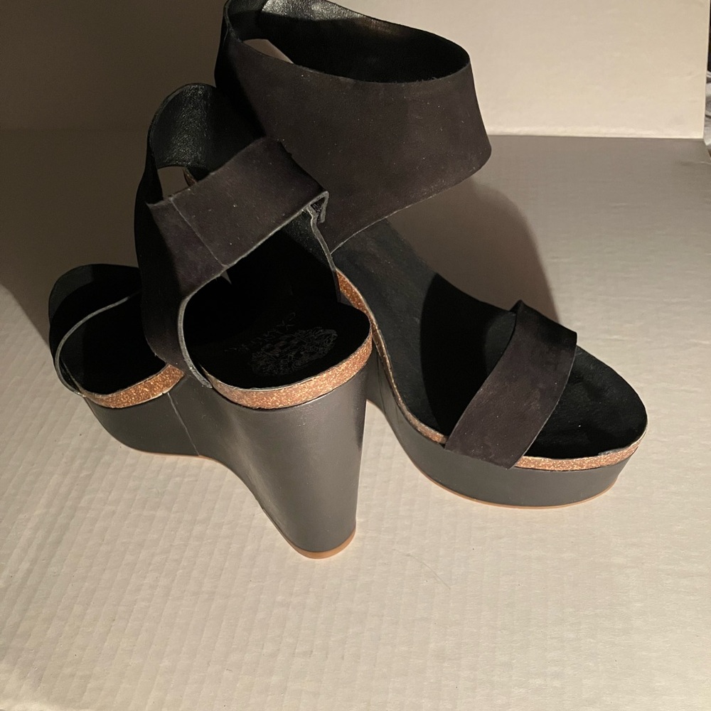 Vince Camuto Black Wedge Sandals